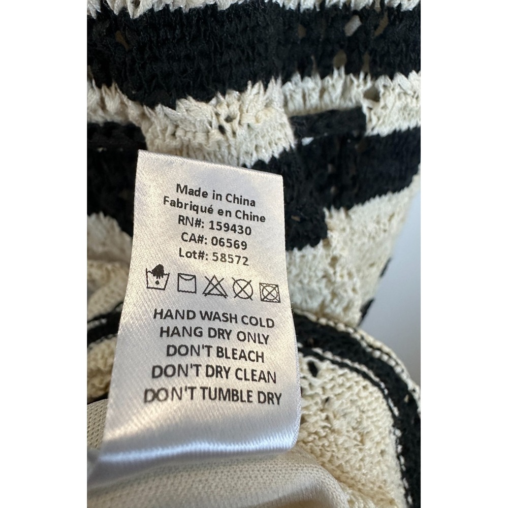 New Elan Stripe Cotton Blend Midi Cover-Up Dress Crochet Natural Black Size XL - Picture 11 of 16